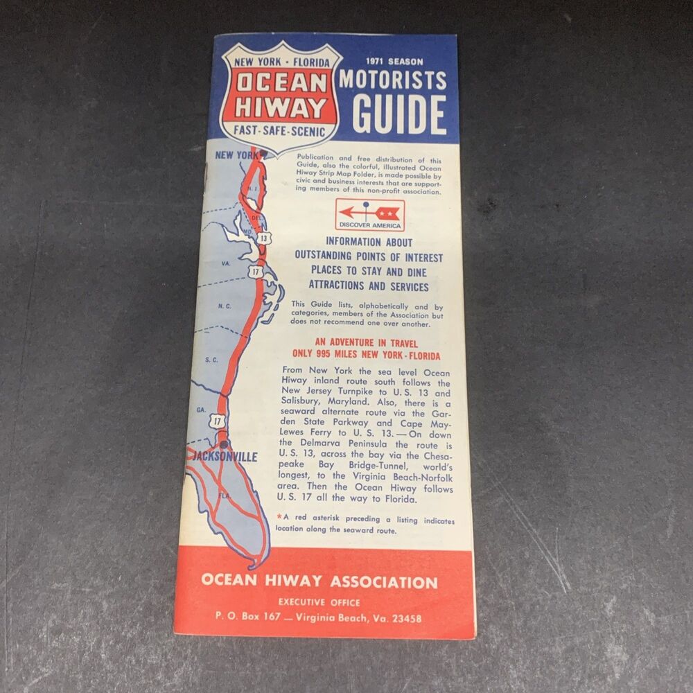 Vintage 1978 Ocean Hiway Motorists Guide